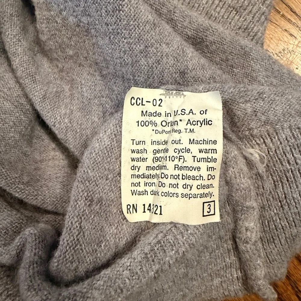 Christian Dior Monsieur Vintage 80s V-Neck Sweater Logo Orlon Large‎ Gray